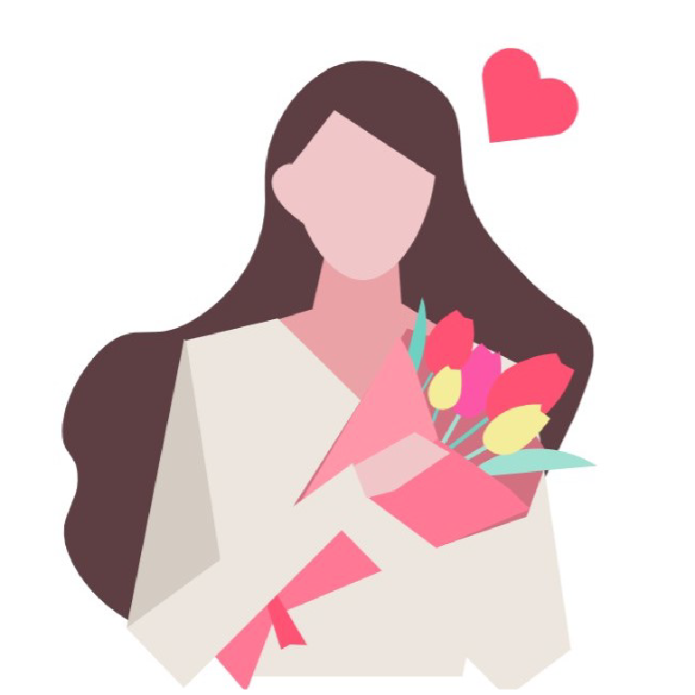 花束を持った女性